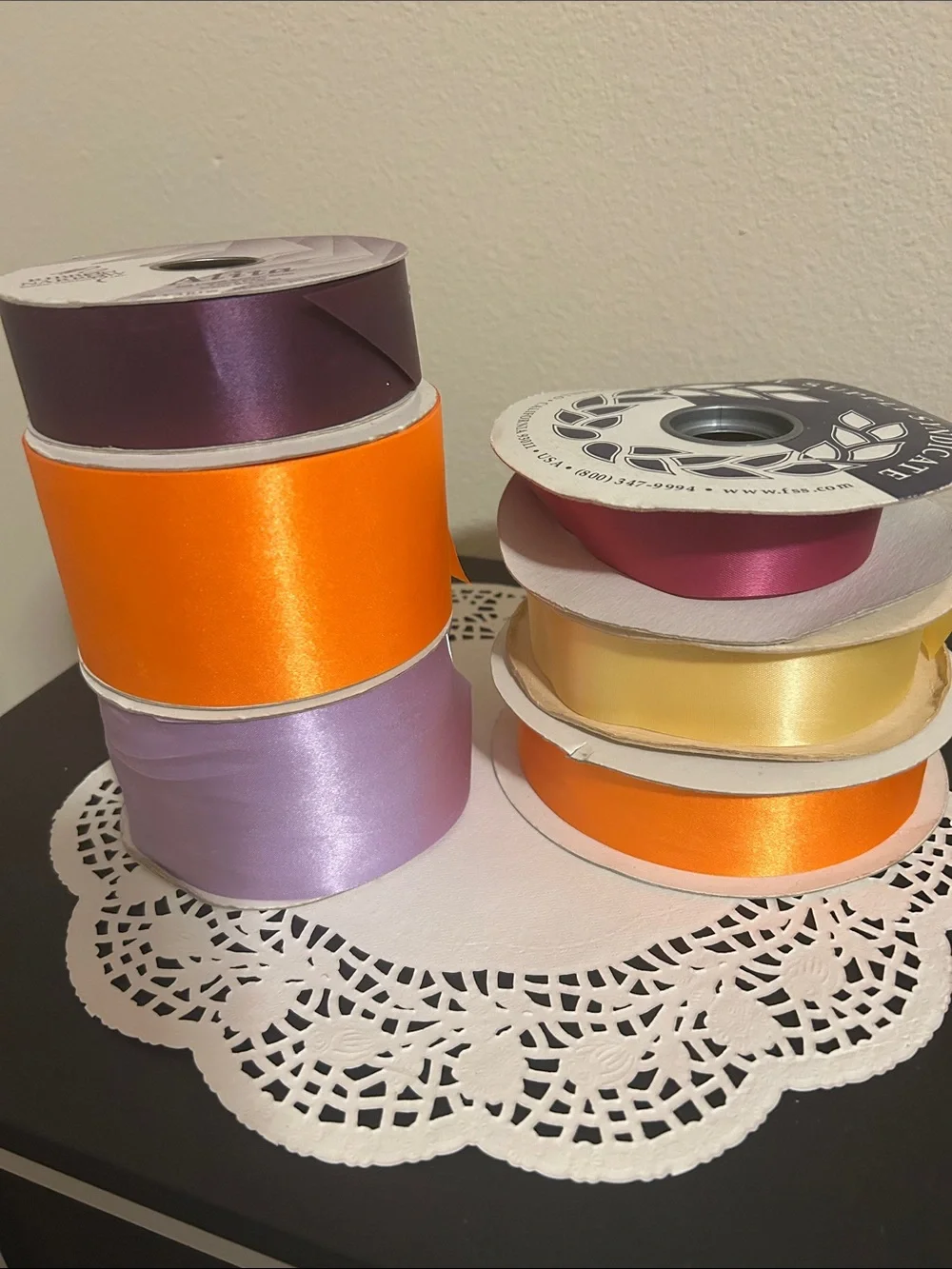 Assorted Satin Ribbon Bundle - Purple, Orange, Lavender, Gold, Magenta
